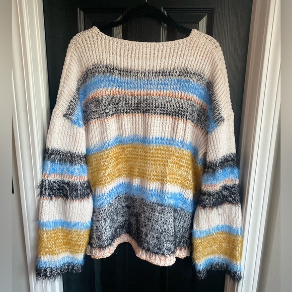 Fate Chunky Oversized Striped Fuzzy Sweater-Size L - Picture 7 of 7